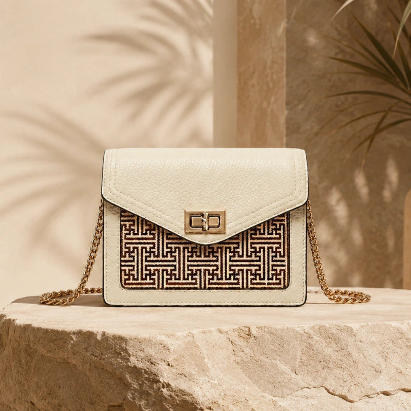 Bamboura sculptural handwoven bamboo bag in warm natural light