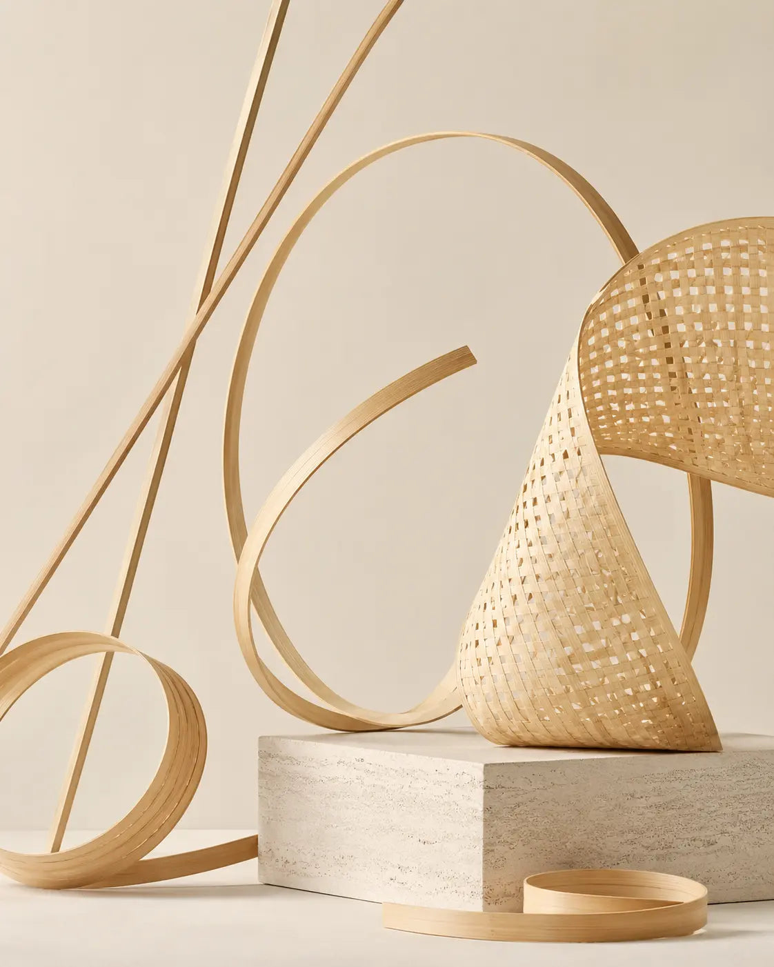 Modern bamboo craft detail showing natural handwoven texture