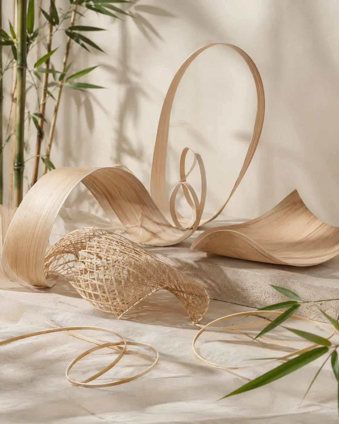 Handwoven bamboo earrings crafted from natural bamboo by Bamboura