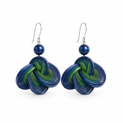 Bamboura Ocean Whispers blue kyanite and handwoven bamboo earrings