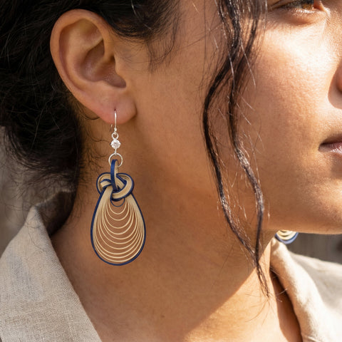 Bamboura "Cloud Drop" Bamboo & Zircon Earrings