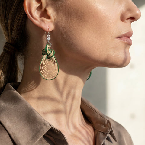 Bamboura Cloud Drop lightweight bamboo earrings in natural light