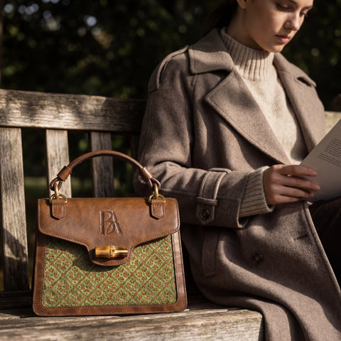 Bamboura ”Heritage Arc“ bamboo leather handheld and shoulder bag