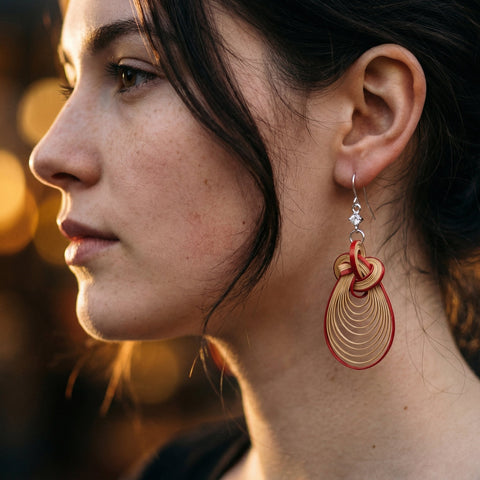 Bamboura Cloud Drop earrings with bamboo ring and zircon detail