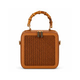 Apsley Weave structured handwoven bamboo box bag with bamboo handle
