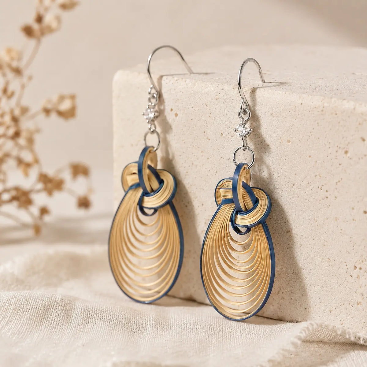 Cloud Drop bamboo earrings inspired by soft sky and natural movement