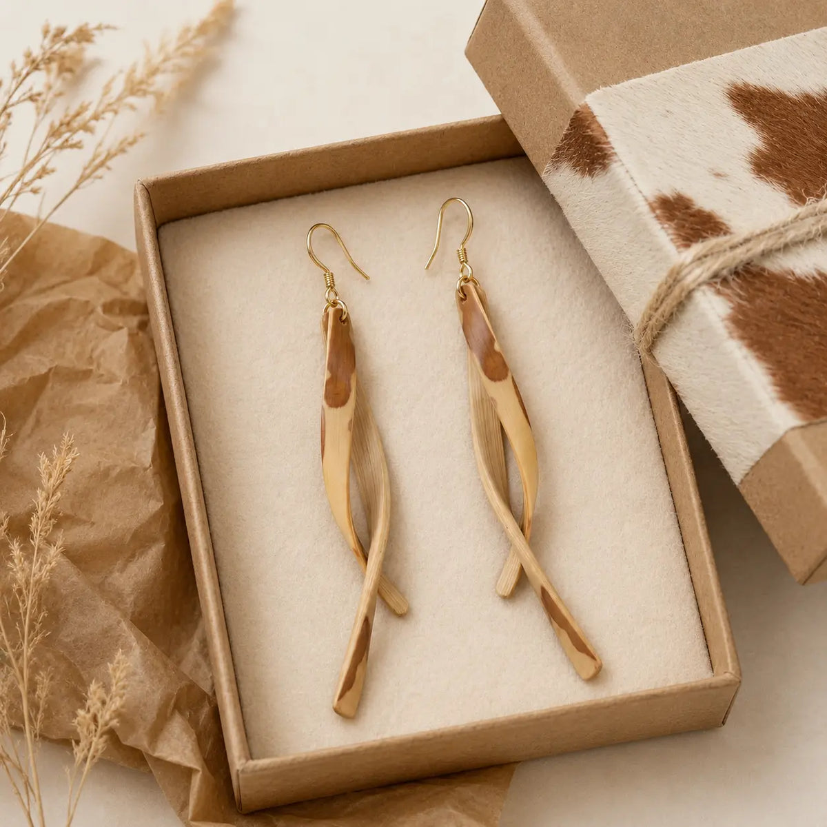 Wind Chimes bamboo drop earrings with 925 sterling silver hooks