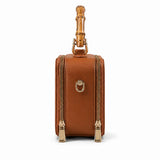 Apsley Weave bamboo handbag side view showing structured shape and leather details